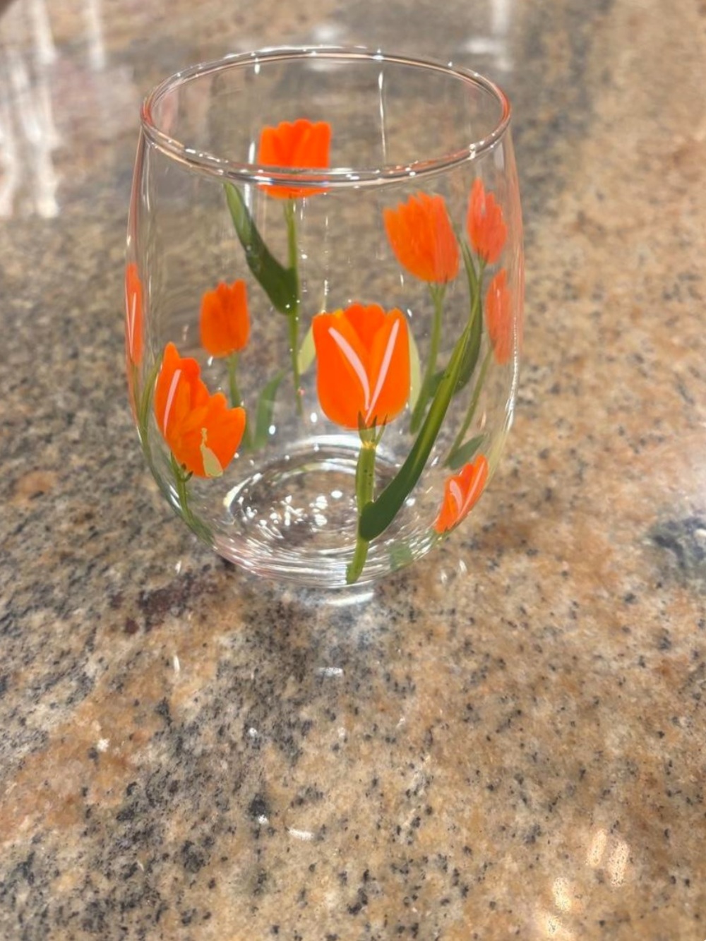 Hand Painted Floral Oversized Wine Glass